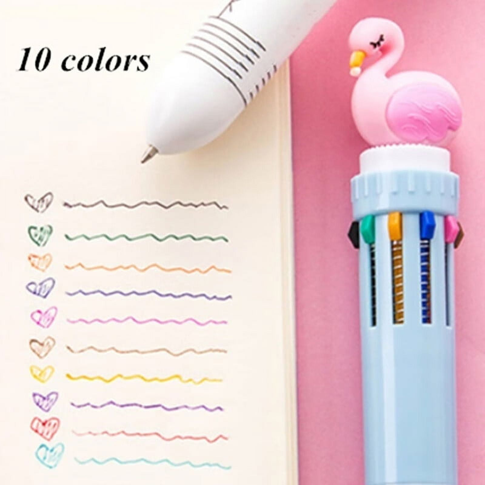 3 Styles 10 Colors Kawaii Colored Ballpoint Pens Flamingo / Unicorn /  Dinosaur Cartoon Multi Color Changing Pen Ball Pen For Kids Gift Ballpoint Pen  Kids Christmas gift Silica Rainbow Creative Material
