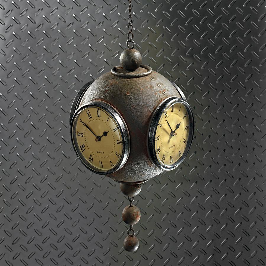 Design Toscano Victorian Grunge FourSided Hanging Spherical Clock