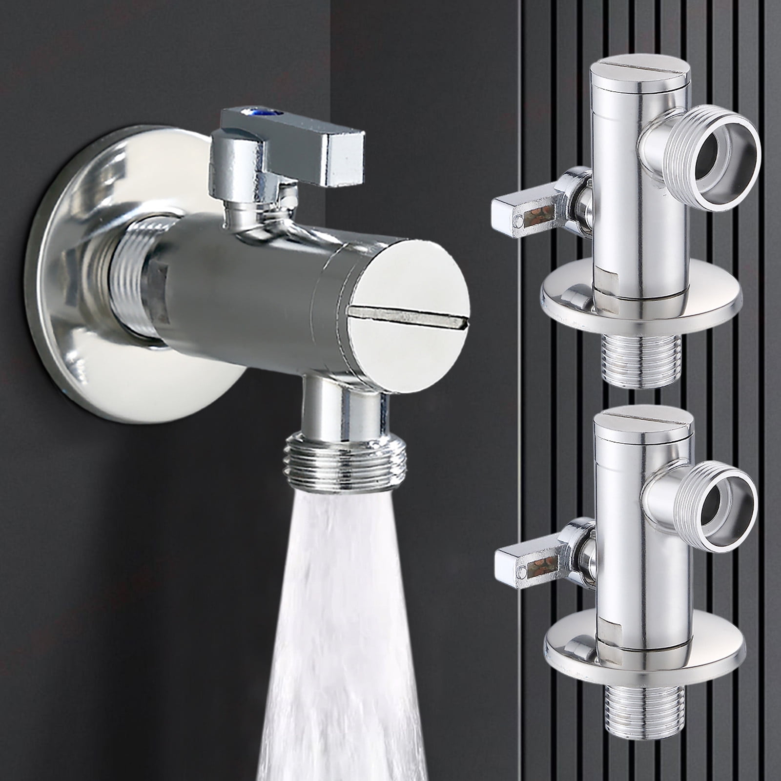 Valve d'Angle de Toilette Intelligente en Acier Inoxydable 304 / Grand Régulateur d'Alimentation en Eau en Forme de L / Luminaire de Salle de Bain Durable et Résistant à la Rouille / Installation Facile / Ajustement Universel / 1 Pce