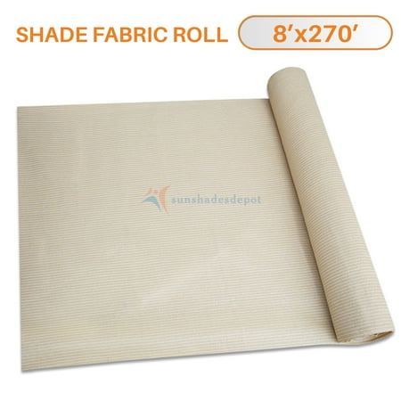 TANG Sunshades Depot 8'x270' Shade Cloth 180 GSM HDPE Beige Fabric Roll Up to 95% Blockage UV Resistant Mesh Net For Outdoor Backyard Garden Plant Barn Greenhouse