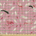 thumbnail image 2 of Flamingo Fabric by the Yard, Exotic Birds Feathers Summer Foliage Theme in Tropical Vibes Print, Decorative Upholstery Fabric for Chairs & Home Accents, Pale Pink Beige and Grey by Ambesonne, 2 of 5