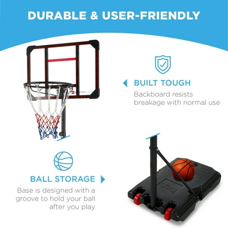 Best Choice Products Kids Height-Adjustable Basketball Hoop System, Portable Game w/ 2 Wheels, Square Backboard - Clear