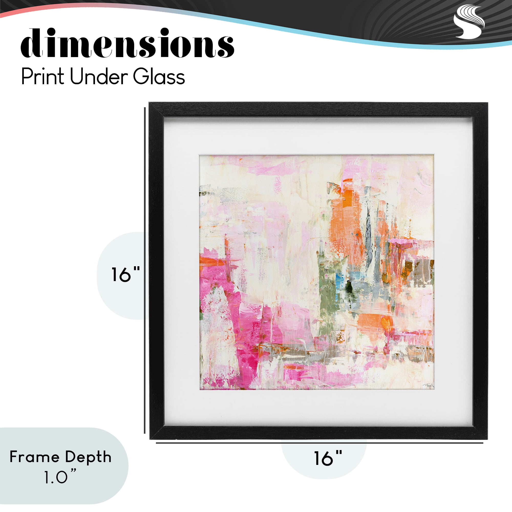 Stupell Industries New Age Pink Abstract Black Framed Print Under Glass, design by Design Fabrikken