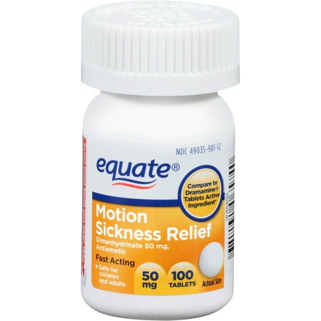 equate Comprimés de maladie de mouvement de secours, 100 count