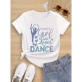 thumbnail image 1 of Alphabet Girls Love Dancing Print Girls Summer short sleeve T-shirt, soft, elastic and comfortable round neck short sleeve T-shirt, girls casual outdoor sports summer top, suitable for 7-14 years old, 1 of 6
