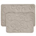 thumbnail image 2 of Lavish Home 67-0034-T Coral Fleece Embossed Pattern Memory Foam Bath Mat, Taupe - 2 Piece, 2 of 10