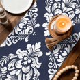 thumbnail image 3 of Navy Blue Boho Table Runner 72 Inches, Vintage Classic Bohemia Flower Textured Bed Runner Dresser Scarves Tabletop for Indoor Outdoor Parties/Ceremony/Banquet, 16" x 72", 3 of 9