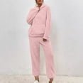 thumbnail image 2 of UAMVSH 2 Piece Fuzzy Fleece Hoodie Outfits for Women Plus Size Warm Hooded Pullover and Pant Plush Pajama Sets Winter Loungewear(XX-LargePink), 2 of 6
