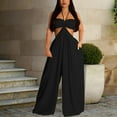 thumbnail image 2 of Ierhent Plus Size Jumpsuits for Women Outfits for Women Sexy Off Shoulder Tops Bodycon Flared Pant Sets Club Outfits Tracksuit(Black,S), 2 of 7