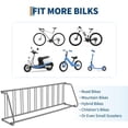 thumbnail image 6 of Heavy Duty Single-Sided Floor Bike Rack – 10-Bike Freestanding Storage Organizer, All-Steel Grid Design for Garage, School, Store, Street, Outdoor Use, Gray 10-cart, single-sided, 6 of 7