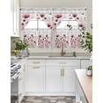 thumbnail image 4 of Watercolor Pink Flowers Swag Curtains for Living Room/Bedroom Windows, Spring Flowers Botanical Wood Grain Kitchen Curtains and Valances Set 36 Inch Length, Swags Valance Curtain Panels, 4 of 5