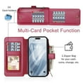 thumbnail image 3 of Allytechgroup Wallet Phone Case for iPhone 16 Pro with Credit Card Slot, RFID Blocking PU Leather Flip Case for Women Men with Kickstsnd Shockproof Bumper for iPhone 16 Pro, Red, 3 of 5