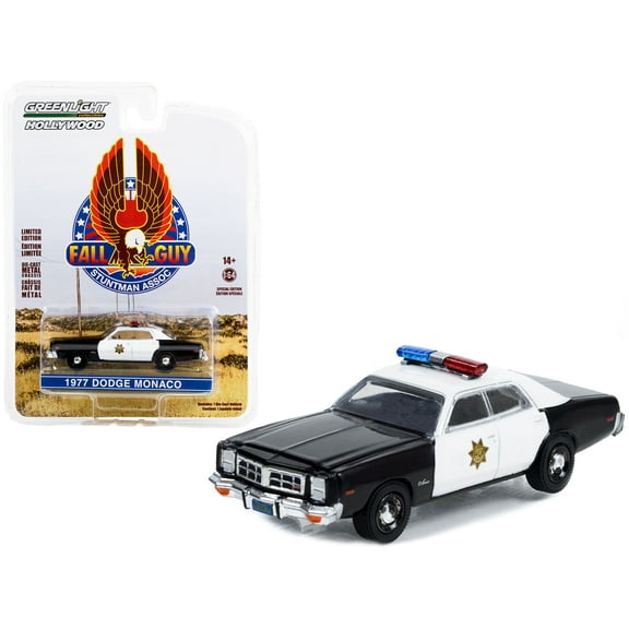 1977 Dodge Monaco Police Black & White "County Sheriff's Dept" "Fall Guy" 1/64 Diecast Model Car by Greenlight