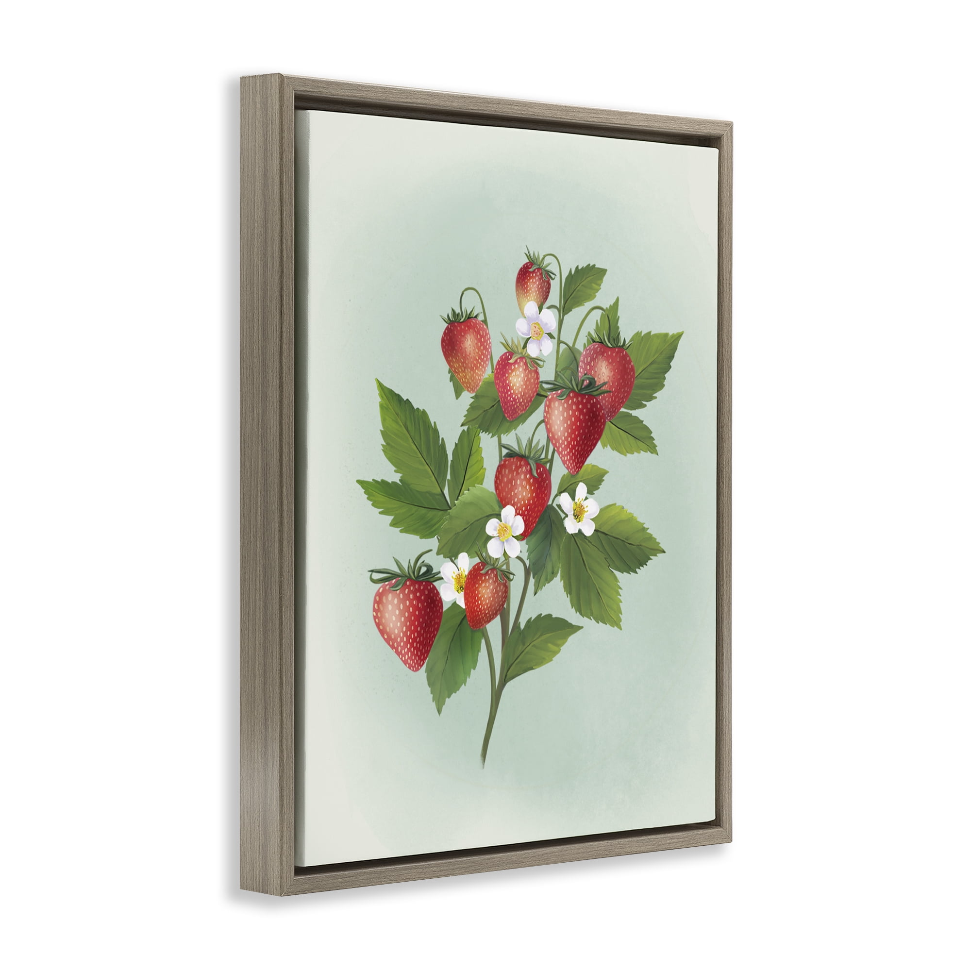 Stupell Industries Vintage Strawberry Bundle Brown Framed Floater Canvas Wall Art, design by Diane Neukirch