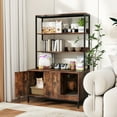 thumbnail image 4 of Gymax 57'' Cat Litter Box Enclosure w/ Storage 2-tier Shelves Removable Scratcher Brown, 4 of 10