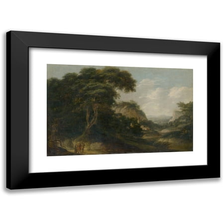 Joachim Franz Beich 14x11 Black Modern Framed Museum Art Print Titled - Landscape with Figural Staffage (1720-1730)