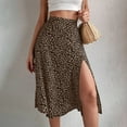 thumbnail image 6 of Mohiass Womens 2024 Summer High Waisted Flowy Slit Midi Skirts Casual Lightweight Boho Floral Beach Skirt Brown XL, 6 of 8