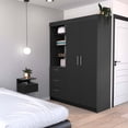 thumbnail image 2 of We Have Furniture Kenya 2 Piece Bedroom Set, Armoire + Nightstand, Black Wengue Finish, 2 of 6
