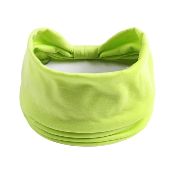 Zhuge Diadema elástica con lazo para yoga para mujer, banda para el cabello anudada, turbante (verde fluorescente)