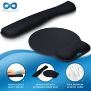 Everlasting Comfort Mouse Pad with Keyboard Wrist Rest Ergonomic Memory Foam Desk Cushion for Carpal Tunnel, Black