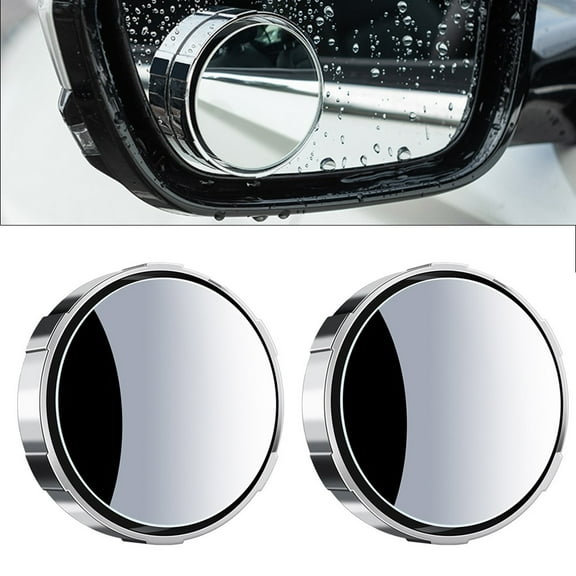 2Pcs Car Round Frame Convex Blind Spot Mirrors 360° Adjustable Mirror