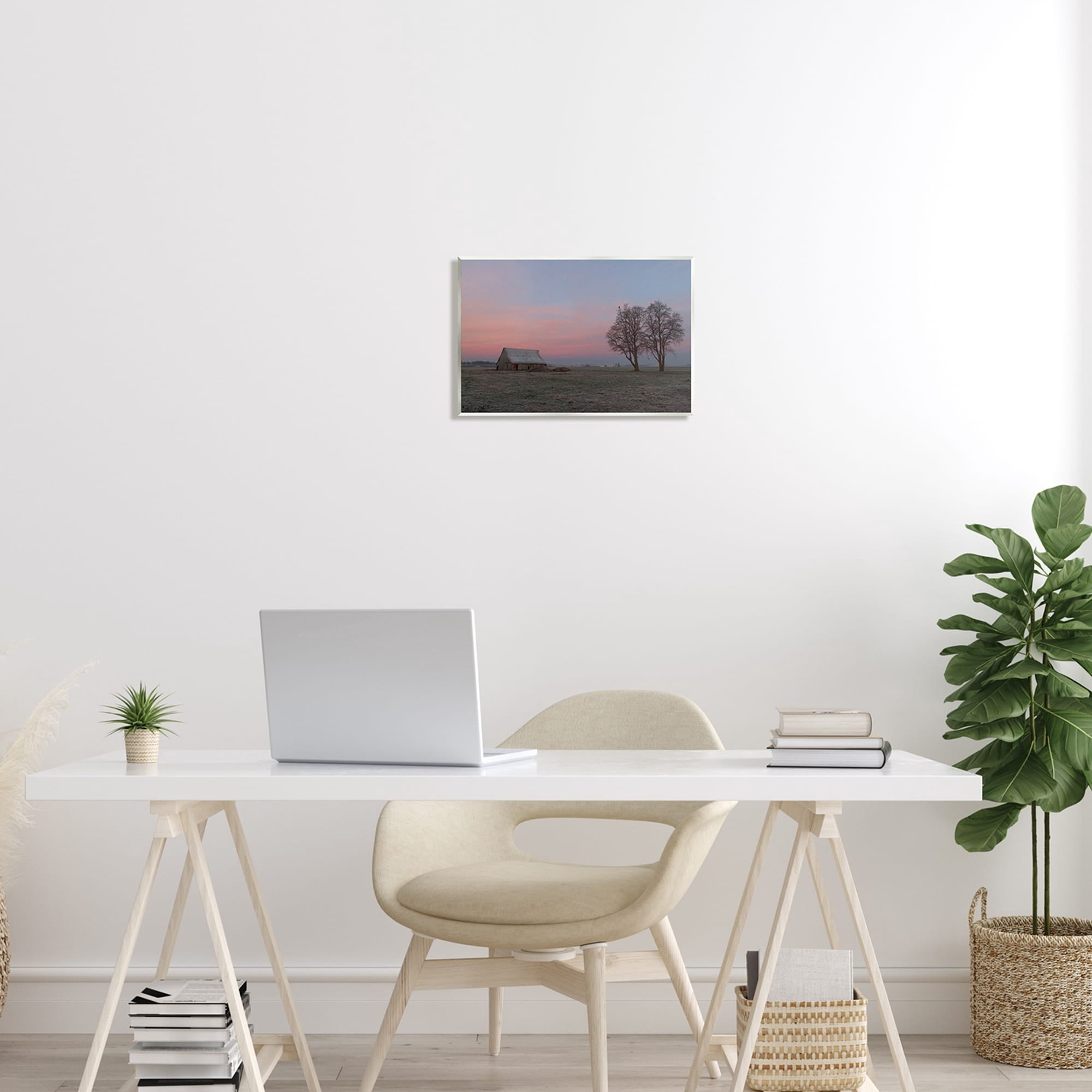 Stupell Industries Lone Grassland Cabin Rural Trees Sunset Sky Photograph Unframed Art Print Wall Art, Design by Nancy Crowell