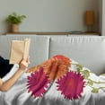 thumbnail image 3 of Dahlia Soft Flannel Fleece Throw Blanket, Chrysanthemum Branches Foliage Yard Autumn Petals Illustration, Cozy Plush for Indoor and Outdoor Use, 60" x 80", Magenta Burnt Orange, by Ambesonne, 3 of 5