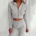 thumbnail image 2 of LYXSSBYX Sweatsuits 2pcs Sets Womens Women Fashion Leisure Time Cardigan Zipper Solid Color Sweater Long Sleeves Suit, 2 of 8