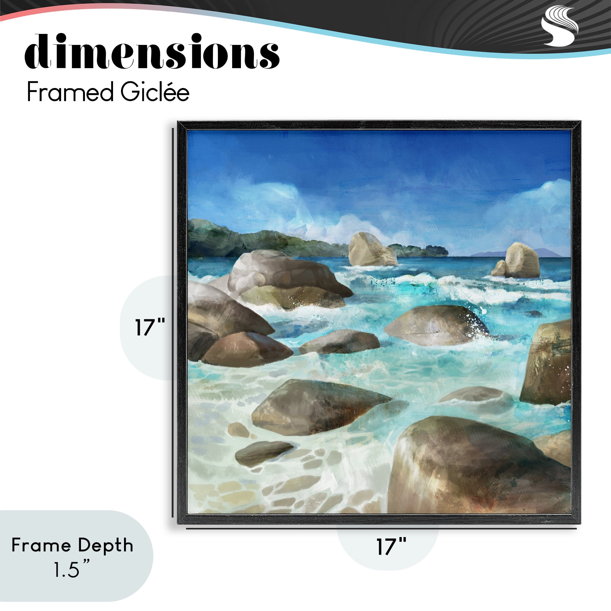 Stupell Industries Low Tide Rocks on Shore Black Framed Giclee Art, design by Mauro Devereaux