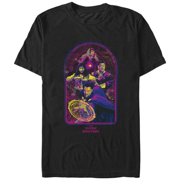 Men's Marvel Doctor Strange in the Multiverse of Madness Neon Group Shot  Graphic Tee Black Large