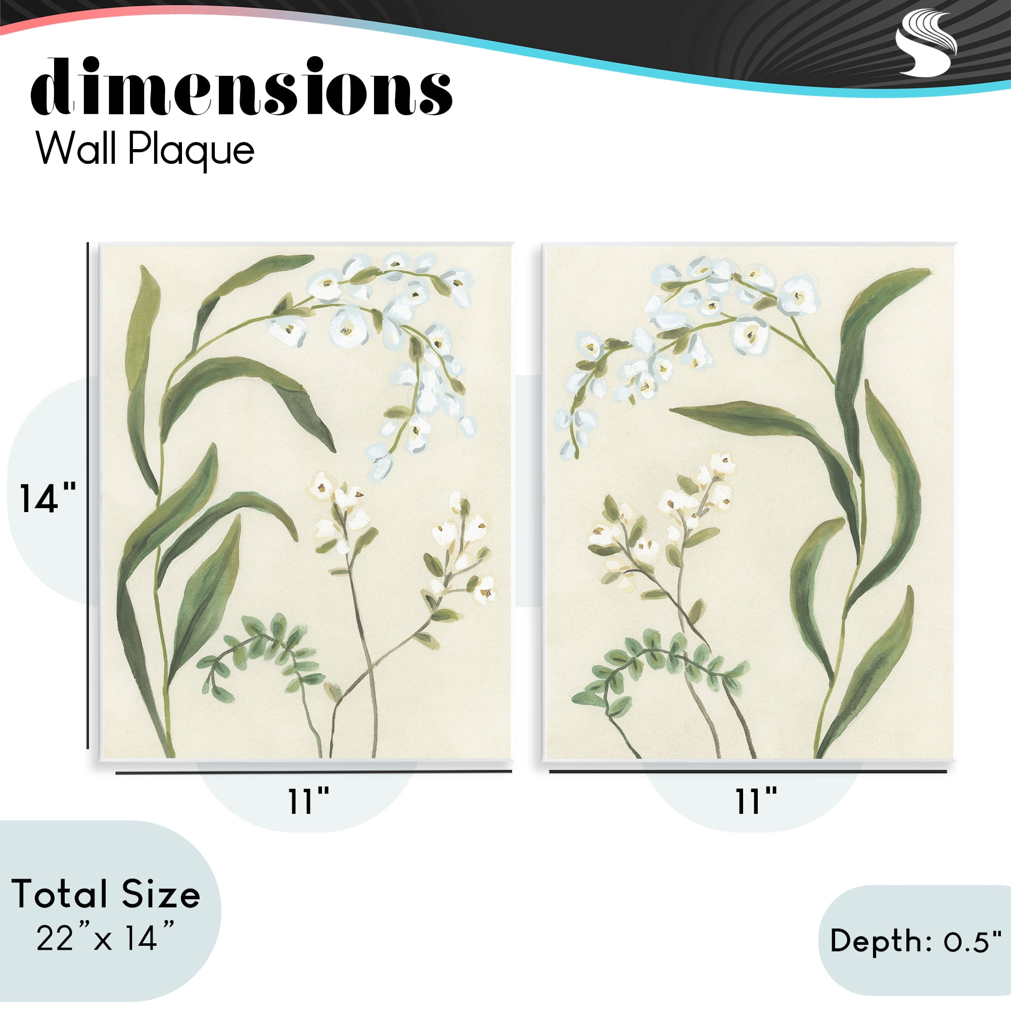 Stupell Industries Vintage Snowdrop Stems 2 Piece Wall Plaque Art Set, design by June Erica Vess