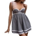 thumbnail image 1 of SUNSIOM Robe d'Été Décontractée pour Femmes Mini Robe à Carreaux avec Dentelle Sans Manches Robe Dos Nu Bretelles Spaghetti, 1 of 6