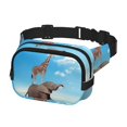 thumbnail image 2 of Fuzoiu Elephant Giraffe Print Unisex Square Double Layer Waist Bag,Crossbody Fanny Pack Travel Workout Accessory, 2 of 9