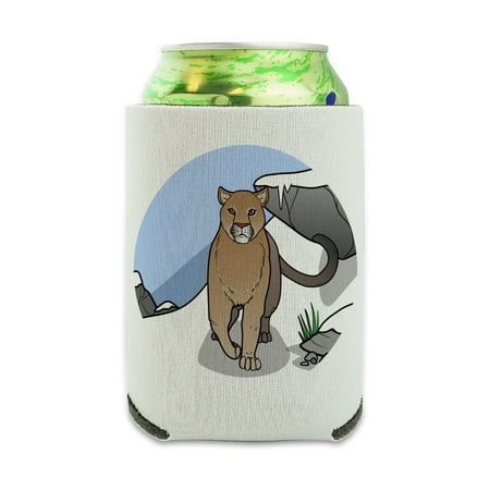 

Mountain Lion Cougar Puma Panther Snow Can Cooler - Drink Sleeve Hugger Collapsible Insulator - Beverage Insulated Holder