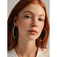 thumbnail image 2 of PROSTEEL Large Hoop Earring for Women 14K Yellow Gold Plated Hypoallergenic Stainless Steel Birthday Valentine Day Mother's Day Gift Jewelry Gifts for Grandma Mom daughter Adults 60mm, 2 of 7