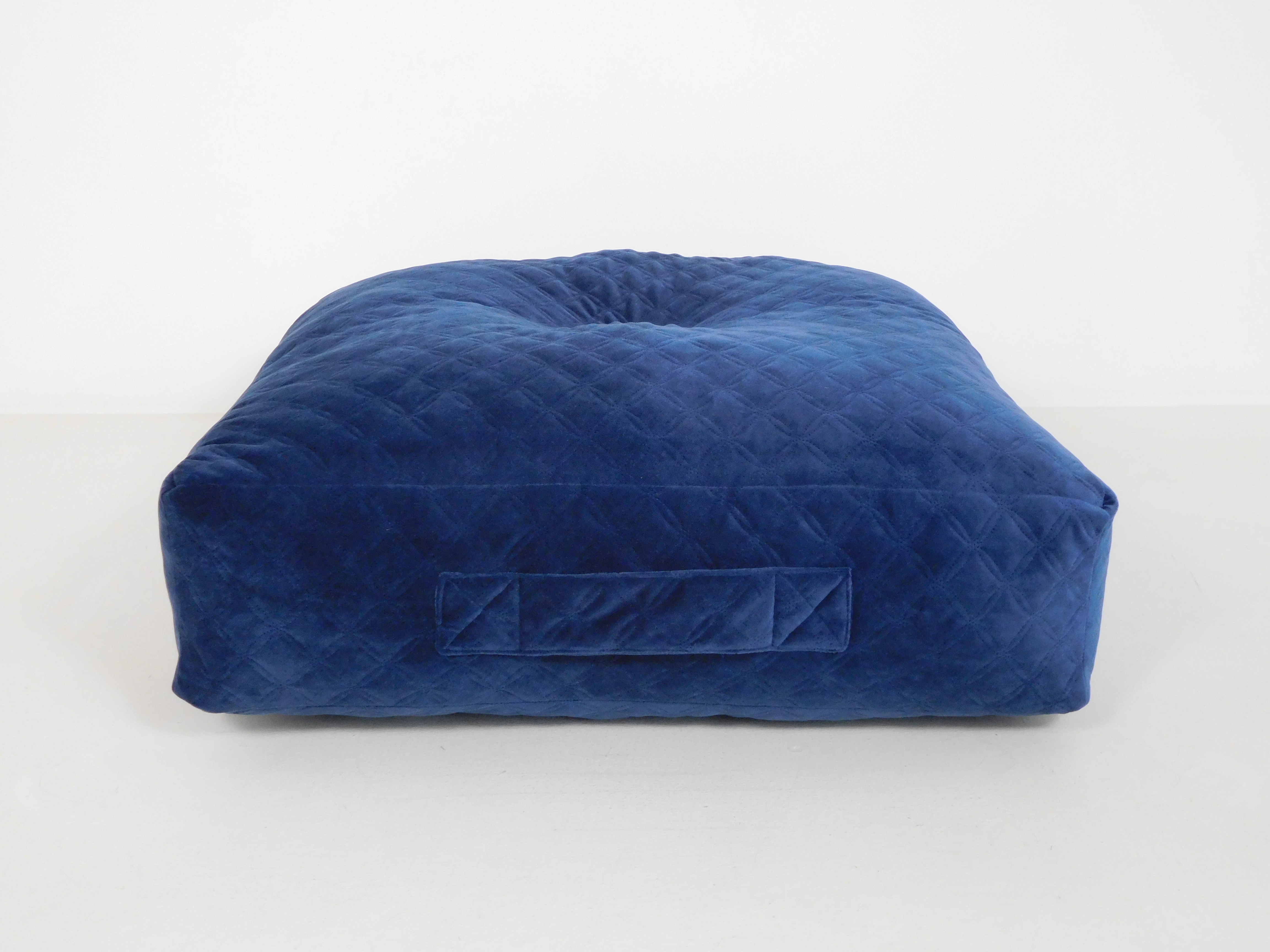 Better Homes & Gardens Quilted Velvet Oversized Square Floor Cushion, 24 in x 24 in, Blue Cove Navy, Pack of 1