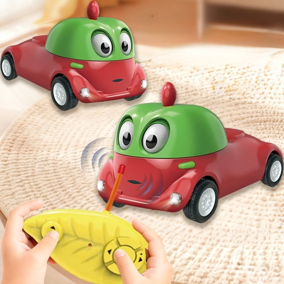 SPOORYYO Q Cute Fruit Themed Remote Control Car, Four Way Toy Car, With Cool Lights, Leaf Shaped Controller