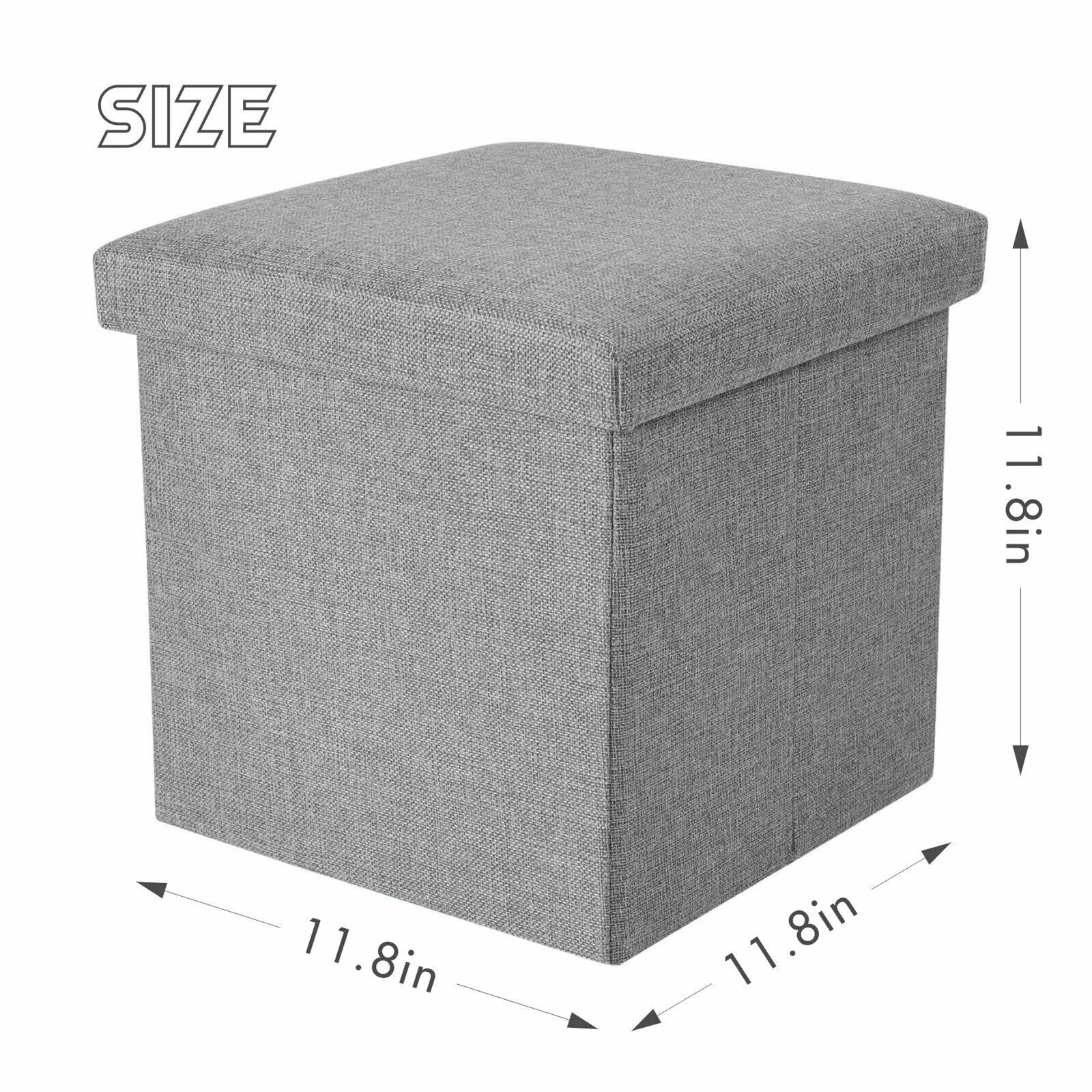 ANMINY Folding Storage Ottoman Cube, Gray photo 7