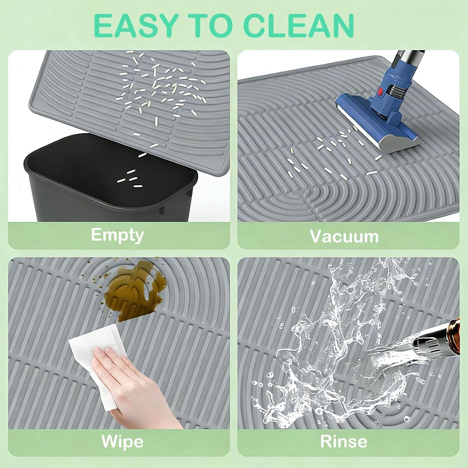 Litter Mat for Litter Box, 40x28 Inch   Litter Trapping Mat,  & Non-Slip Floor Protector, Soft  Kitty Paws, Easy to Clean & Durable, Gray