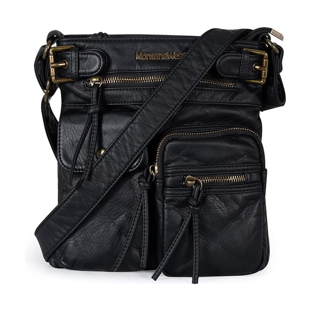 Bandolera Montana West MWC-046BK de piel vegana negra