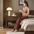 thumbnail image 4 of Merluxy Solid Wood Nightstand with Turned Legs, Vintage Wide Bedside Table with Drawer, Wooden End Table for Bedroom/Living Room, Dark Walnut, 4 of 9