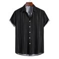 thumbnail image 2 of BOBOGOJP Chemises Décontractées à Manches Courtes Chemise Classique Tissée Douce, Noir M, 2 of 5