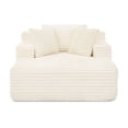 thumbnail image 6 of 63'' Oversized Chaise Lounge Chair Indoor, Corduroy Upholstered Sleeper Sofa Bed, Deep Seat Sleeper Couch, Cozy Reading Chairs for Living Room Bedroom Movie Room, Beige, 6 of 9