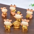 thumbnail image 2 of Grandest Birch Gold Ox Ornament Resin DIY Animal Figurines Car Desktop Decoration Gift Ox Shape Gift Cat Decor Car Ornament, 2 of 8