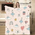 thumbnail image 4 of 1pc Flannel Blanket with Pink Background Featuring Ballerina, Clouds, Stars, Rainbow, and Heart Bow Print - Soft Warm Fleece Throw for Sofa, Office, Bed, Camping & Travel - Versatile All-Season Gift,, 4 of 10