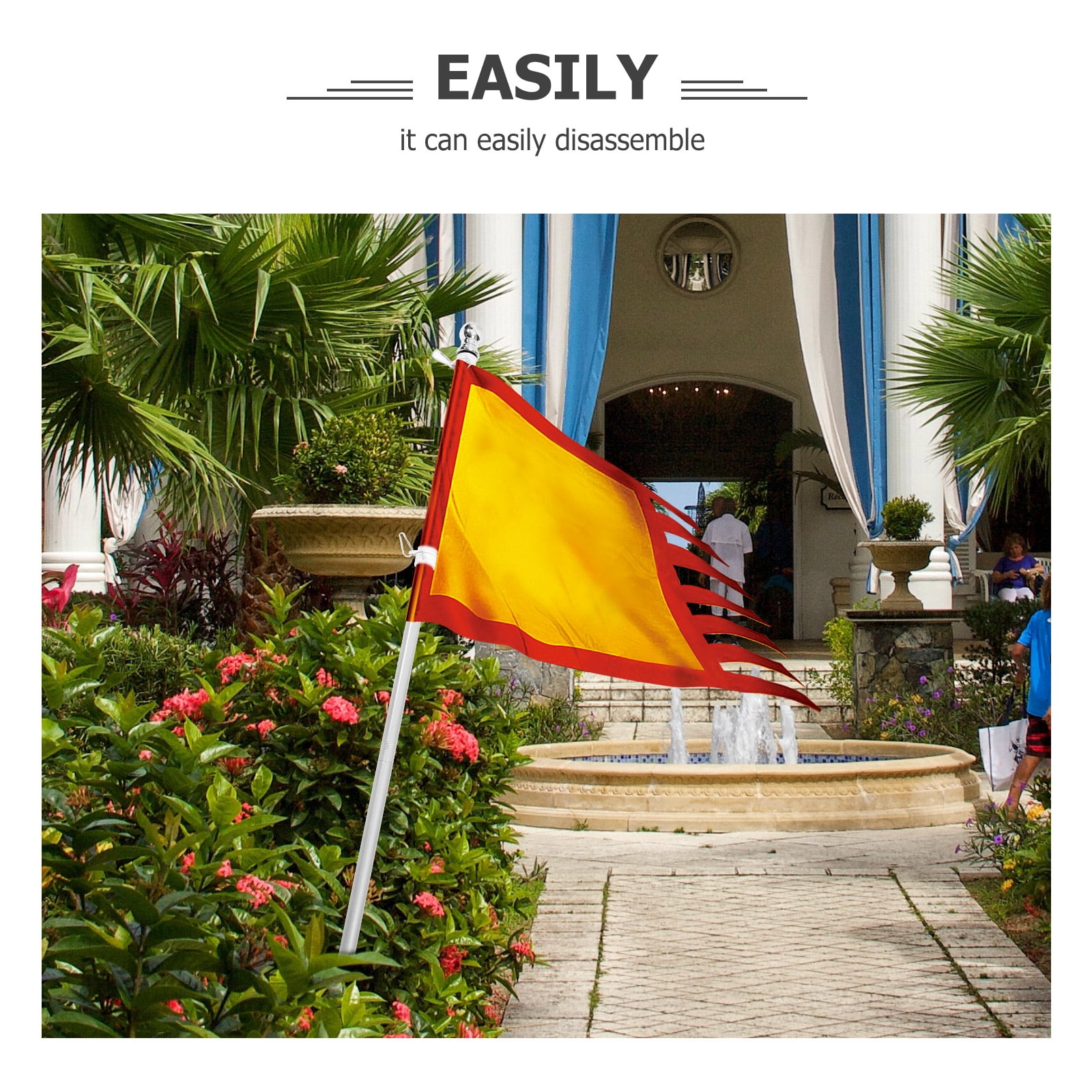 1 Set Outdoor Flag Pole Flag Holder Pole Stainless Steel Flag Stand Durable Rotation Flag Pole Holder