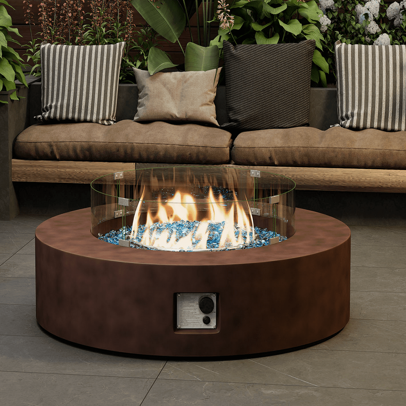 VENTOPYR 41''Round Fire Pit Table,50000 BTU Outdoor Propane Patio Fire Pit