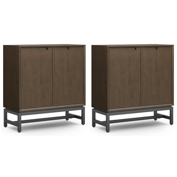 Banting Solid Wood 39 inch Storage Cabinet in Walnut Brown (Set of 2)