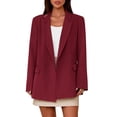 thumbnail image 3 of Women's 2025 Fall Winter Office Blazer, Notch Lapel Slim Fit Open Front Jacket, Business Casual Work Suit for Women, Tailored Career Blazer with Pockets, Professional Long Sleeve Coat Red S, 3 of 10