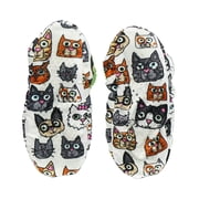 Women’s Fuzzy Slipper Socks with Grippers – Soft Microfiber Outer, Cozy Fleece Lined Indoor House Socks (Cat, L/xl)